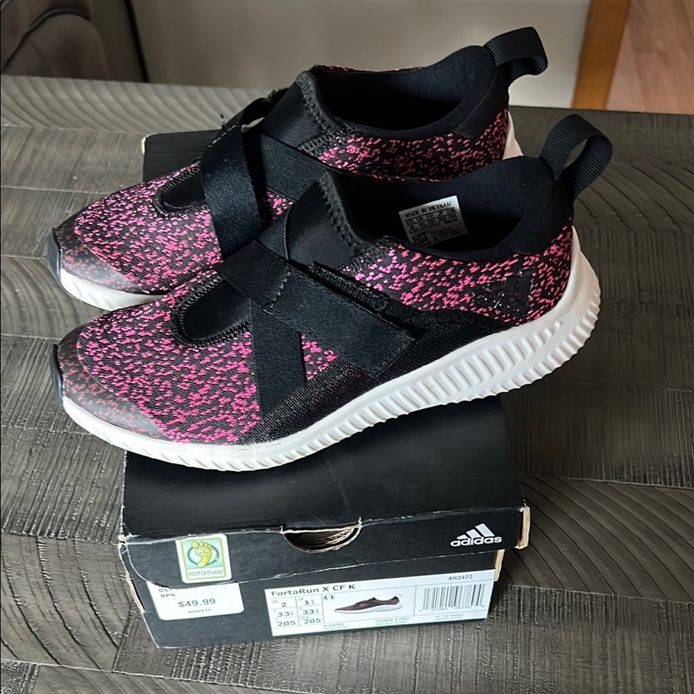 Adidas Kids' Pink and Black Sneakers